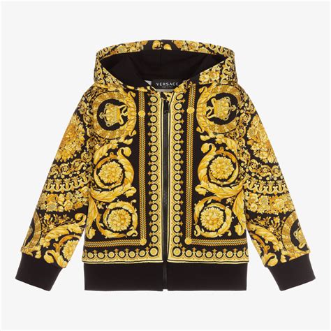 white and gold versace hoodie|Versace zip up hoodie.